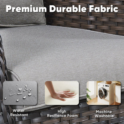 Set di 3 sedie girevoli in vimini e acciaio per esterni Gymojoy