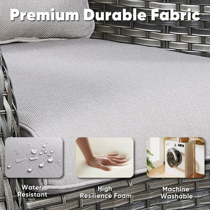 Set di 3 sedie girevoli in vimini e acciaio per esterni Gymojoy