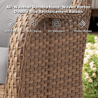 Set di 3 sedie girevoli in vimini e acciaio per esterni Gymojoy