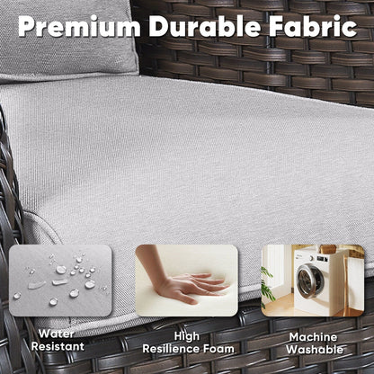 Set di 3 sedie girevoli in vimini e acciaio per esterni Gymojoy