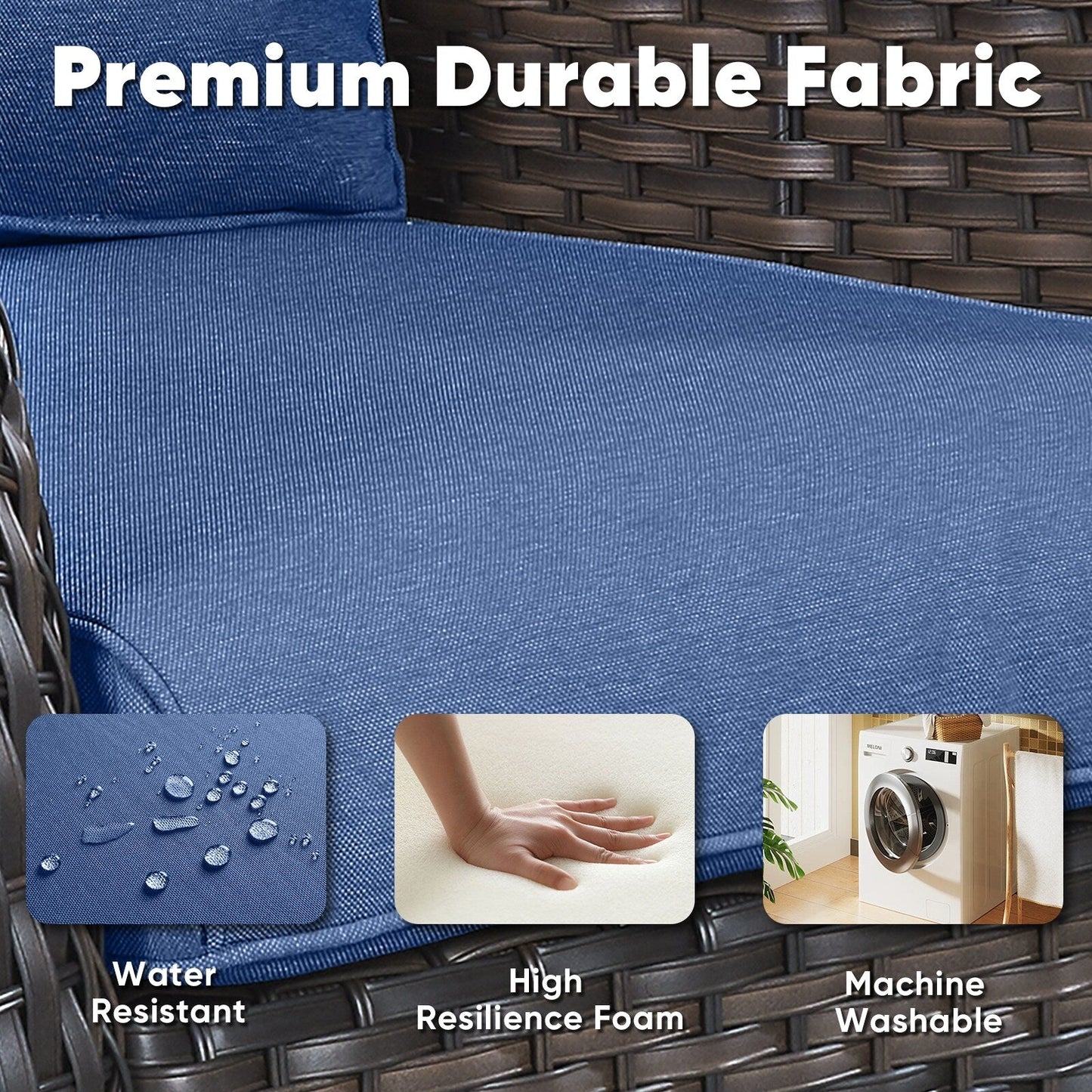 Set di 3 sedie girevoli in vimini e acciaio per esterni Gymojoy