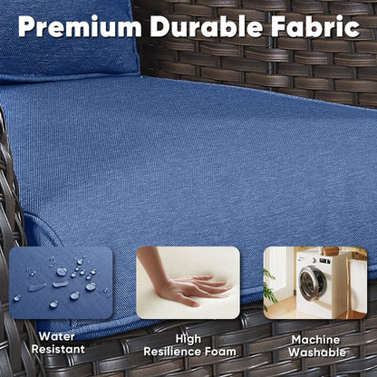 Set di 3 sedie girevoli in vimini e acciaio per esterni Gymojoy