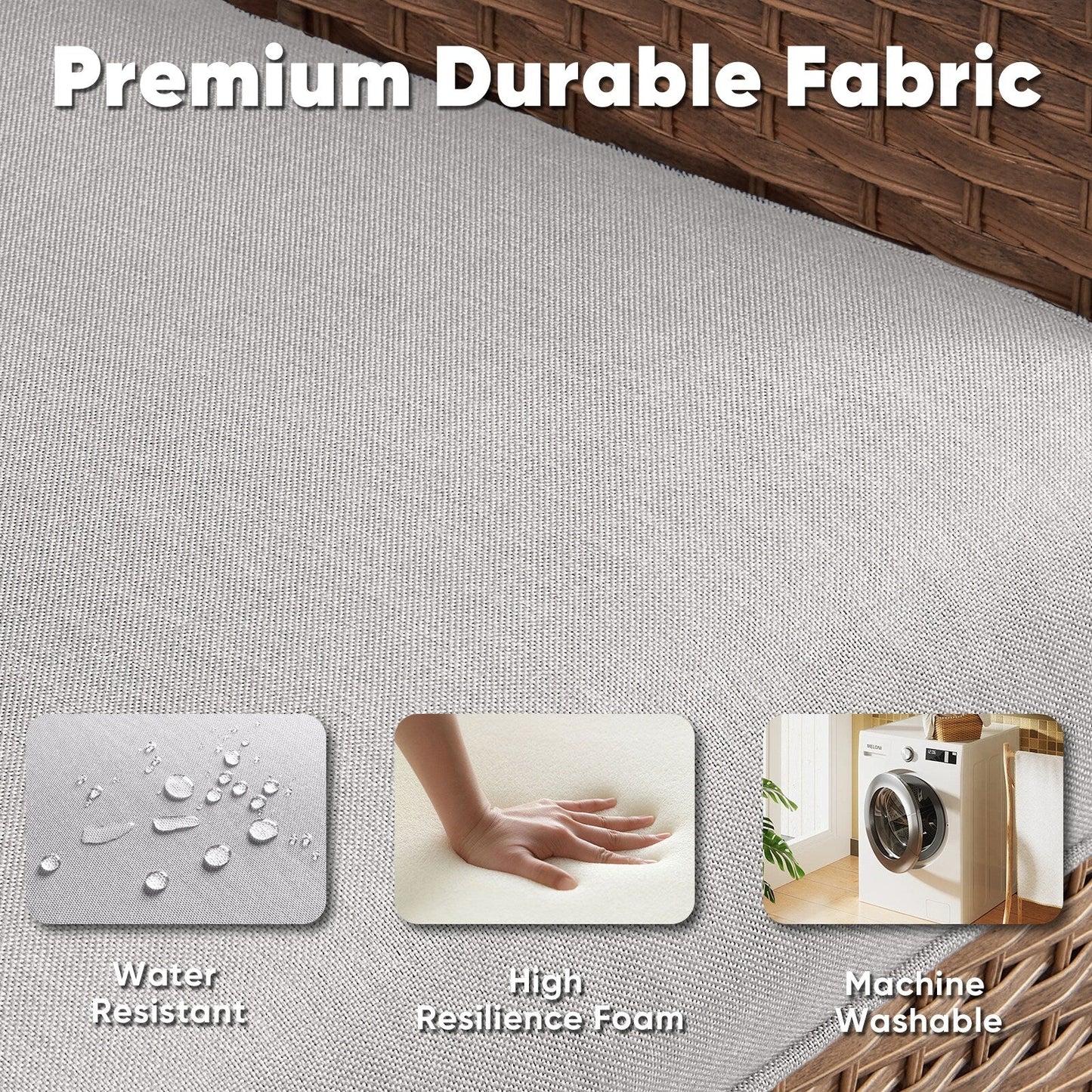 Set di 3 sedie girevoli in vimini e acciaio per esterni Gymojoy