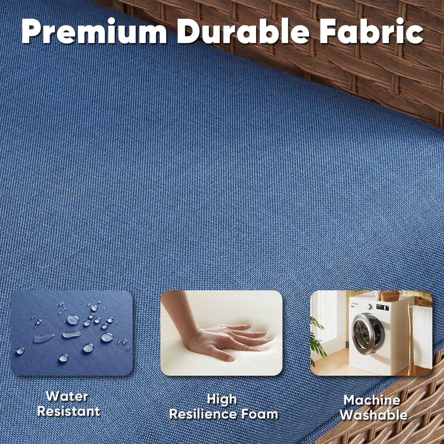 Set di 3 sedie girevoli in vimini e acciaio per esterni Gymojoy