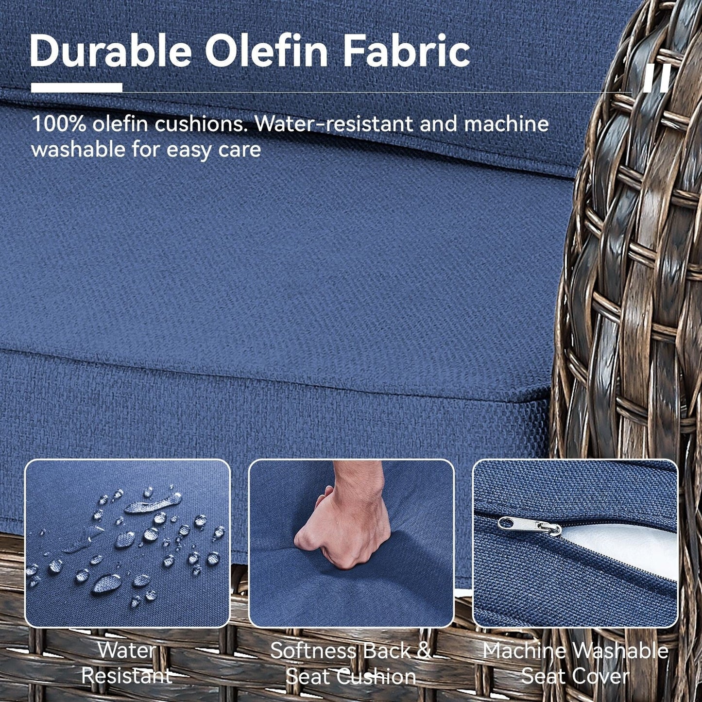 Set di mobili da esterno da 3 pezzi con sedia girevole e tavolo da giardino Gymojoy