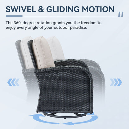 Set di mobili da esterno da 3 pezzi con sedia girevole e tavolo da giardino Gymojoy