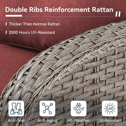 Set di mobili da esterno da 3 pezzi con sedia girevole e tavolo da giardino Gymojoy