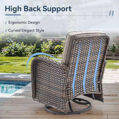 Set di mobili da esterno da 3 pezzi con sedia girevole e tavolo da giardino Gymojoy