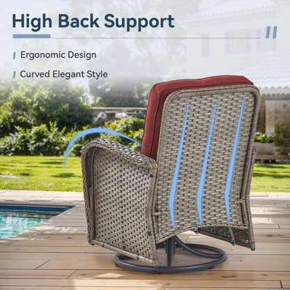 Set di mobili da esterno da 3 pezzi con sedia girevole e tavolo da giardino Gymojoy