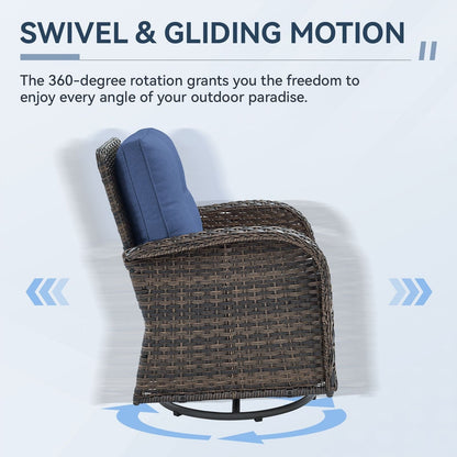 Set di mobili da esterno da 3 pezzi con sedia girevole e tavolo da giardino Gymojoy