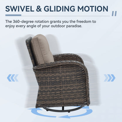 Set di mobili da esterno da 3 pezzi con sedia girevole e tavolo da giardino Gymojoy