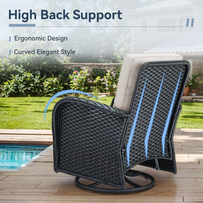 Set di mobili da esterno da 3 pezzi con sedia girevole e tavolo da giardino Gymojoy