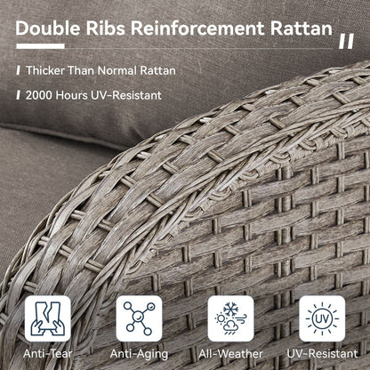 Set di mobili da esterno da 3 pezzi con sedia girevole e tavolo da giardino Gymojoy