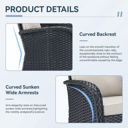 Set di mobili da esterno da 3 pezzi con sedia girevole e tavolo da giardino Gymojoy