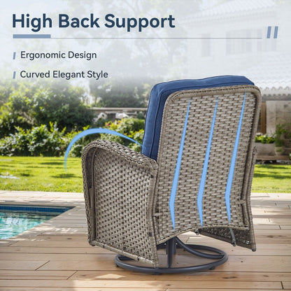 Set di mobili da esterno da 3 pezzi con sedia girevole e tavolo da giardino Gymojoy