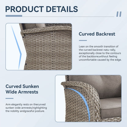 Set di mobili da esterno da 3 pezzi con sedia girevole e tavolo da giardino Gymojoy