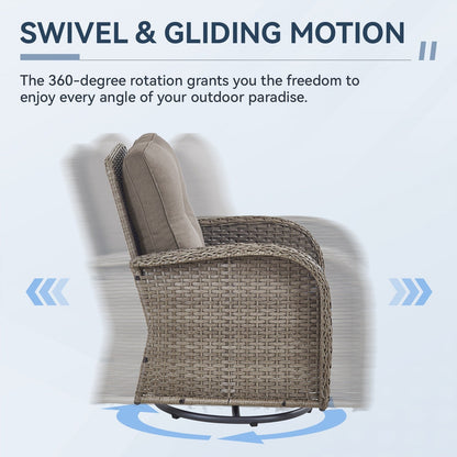 Set di mobili da esterno da 3 pezzi con sedia girevole e tavolo da giardino Gymojoy