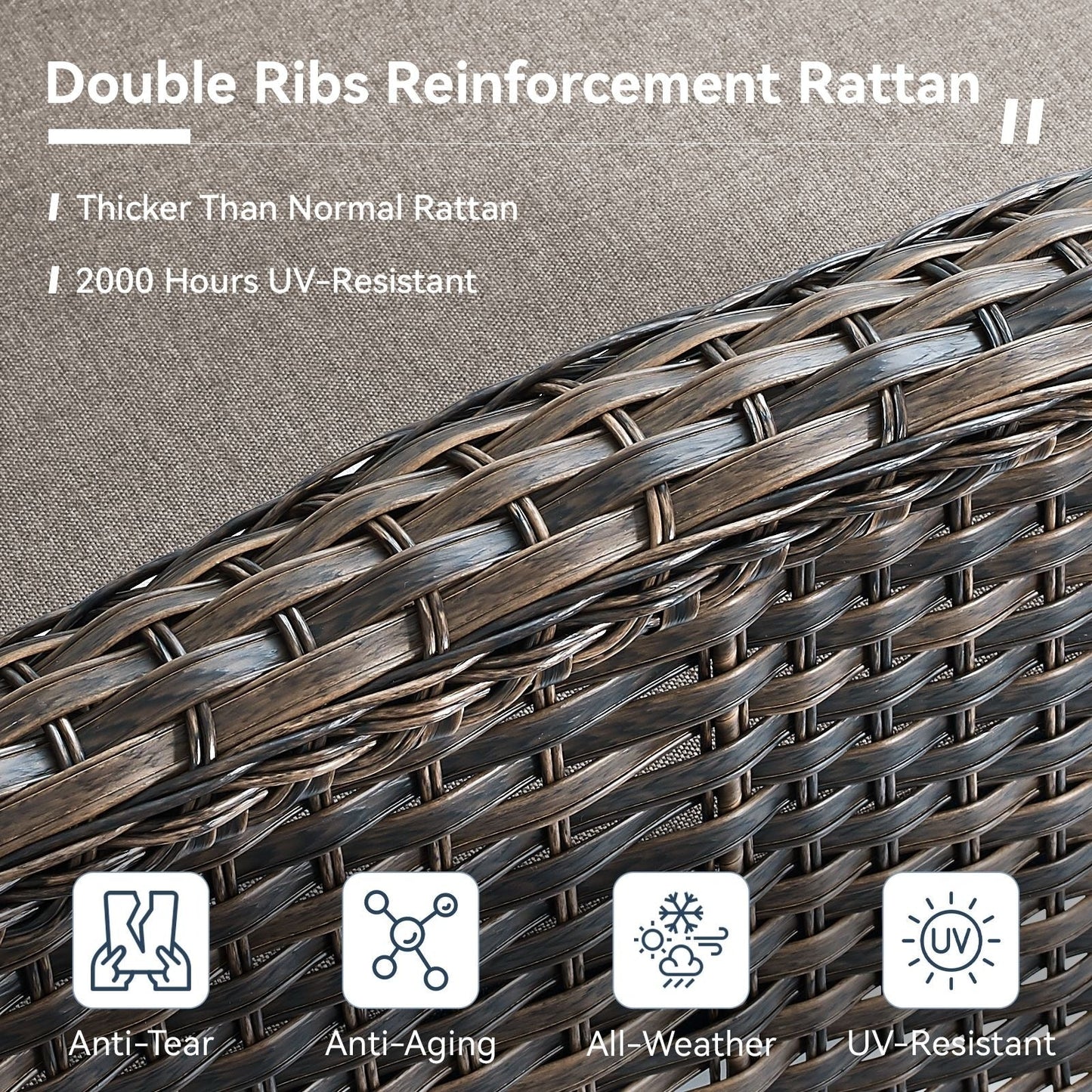 Set di mobili da esterno da 3 pezzi con sedia girevole e tavolo da giardino Gymojoy