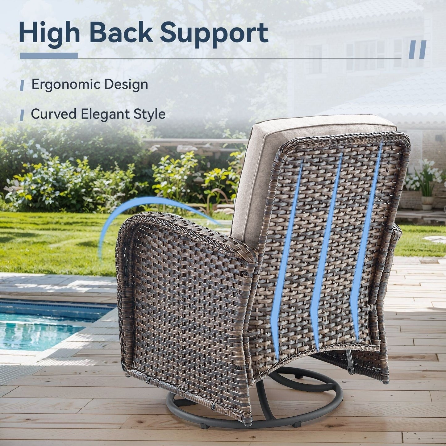 Set di mobili da esterno da 3 pezzi con sedia girevole e tavolo da giardino Gymojoy