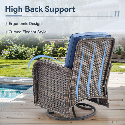 Set di mobili da esterno da 3 pezzi con sedia girevole e tavolo da giardino Gymojoy