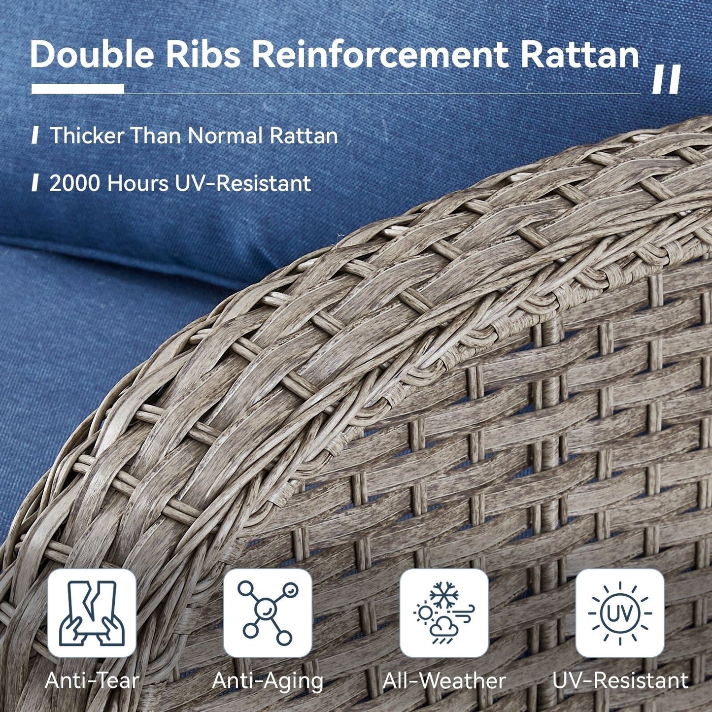 Set di mobili da esterno da 3 pezzi con sedia girevole e tavolo da giardino Gymojoy