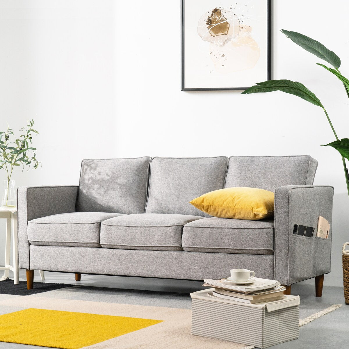 Divano moderno in lino HANA con tasche sui braccioli di Crown Comfort