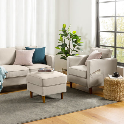 Divano moderno in lino HANA con tasche sui braccioli di Crown Comfort