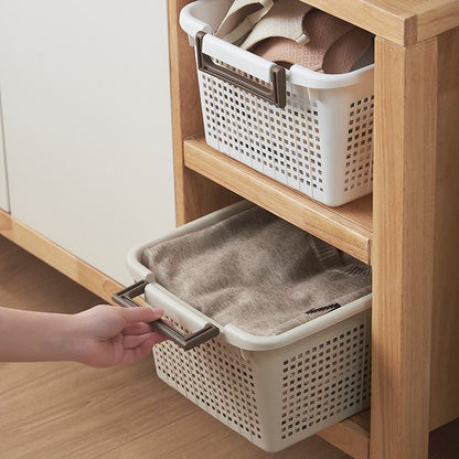 HANAMYA Cesto portaoggetti impilabile con maniglia | Set di 4 contenitori portaoggetti