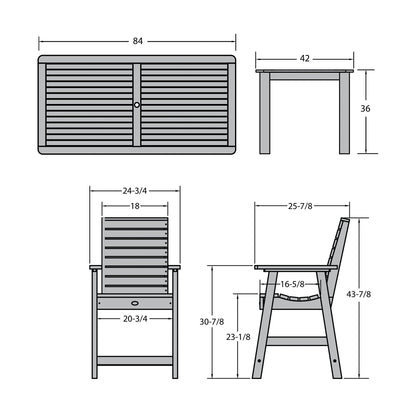 Set da pranzo per esterni HIGHWOOD da 7 pezzi, altezza bancone - Tavolo 42 x 84