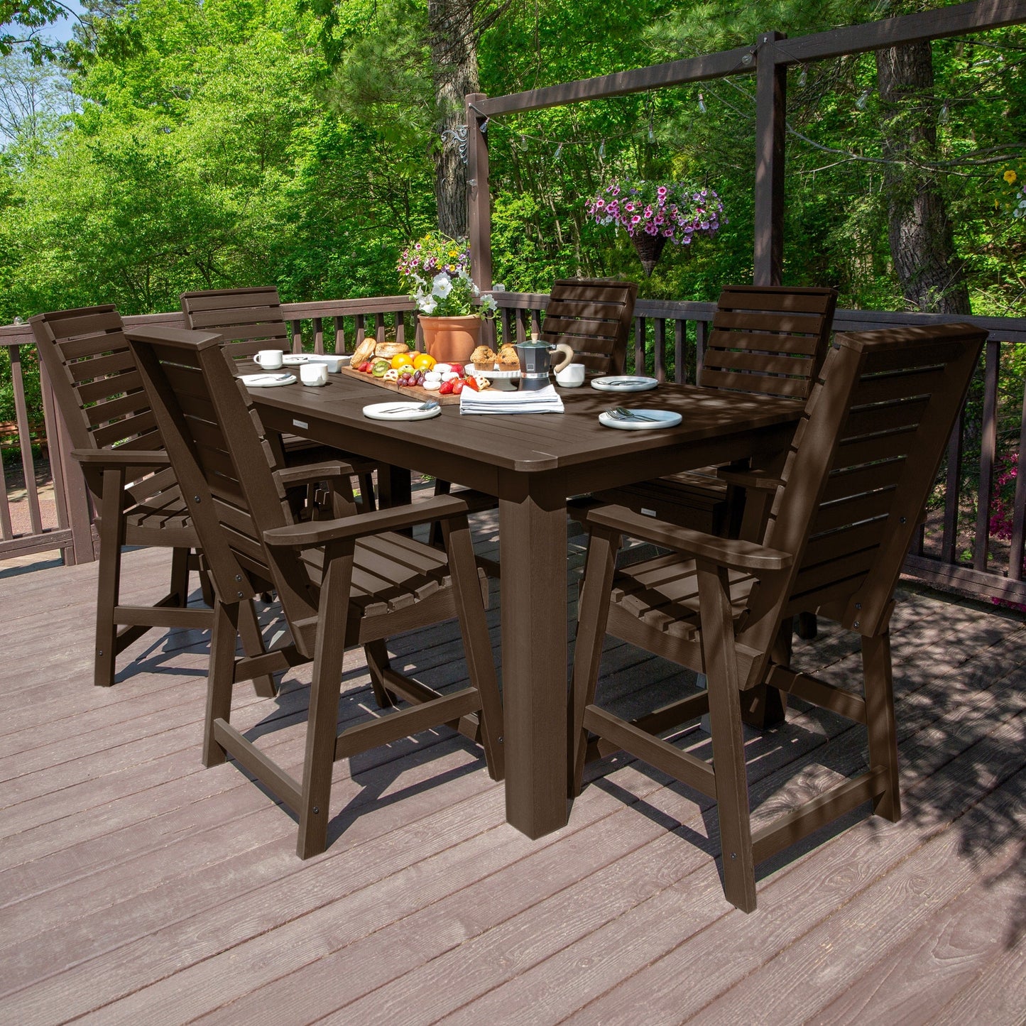 Set da pranzo per esterni HIGHWOOD da 7 pezzi, altezza bancone - Tavolo 42 x 84