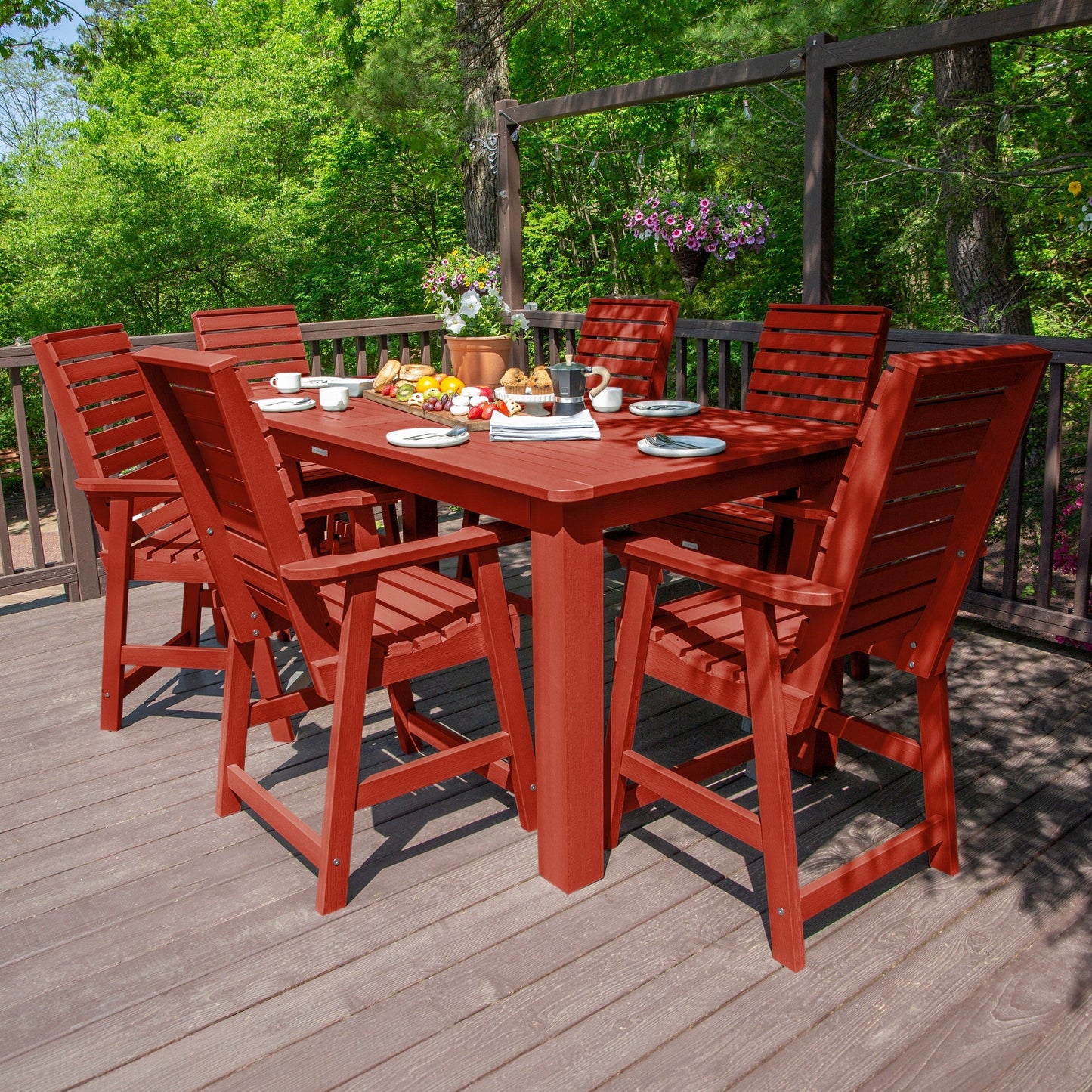 Set da pranzo per esterni HIGHWOOD da 7 pezzi, altezza bancone - Tavolo 42 x 84