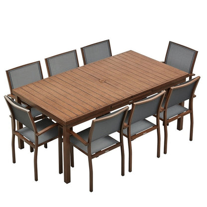 HIGOLD Carlo Set da pranzo estensibile per esterni per 8 persone, con foro per ombrellone