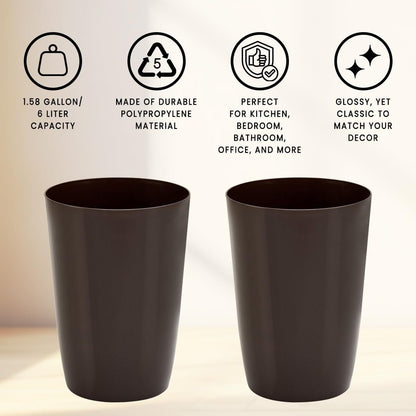 HOLD N' STORAGE - Set di 2 piccoli cestini per la spazzatura con parte superiore aperta per spazi compatti e ristretti - Capacità 1,58 galloni