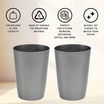 HOLD N' STORAGE - Set di 2 piccoli cestini per la spazzatura con parte superiore aperta per spazi compatti e ristretti - Capacità 1,58 galloni