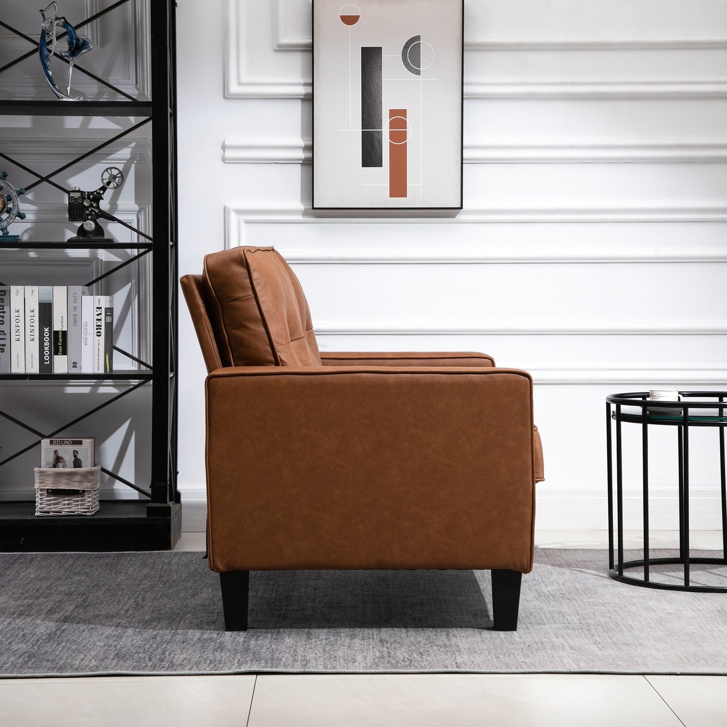 Divano doppio HOMCOM 51 con braccioli, 2 posti, imbottito in similpelle trapuntata e cuscino imbottito in spugna a molle insacchettate, marrone