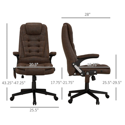 HOMCOM Sedia da ufficio massaggiante vibrante a 6 punti con calore, sedia da ufficio direzionale in microfibra con schienale alto e schienale reclinabile