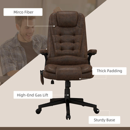 HOMCOM Sedia da ufficio massaggiante vibrante a 6 punti con calore, sedia da ufficio direzionale in microfibra con schienale alto e schienale reclinabile