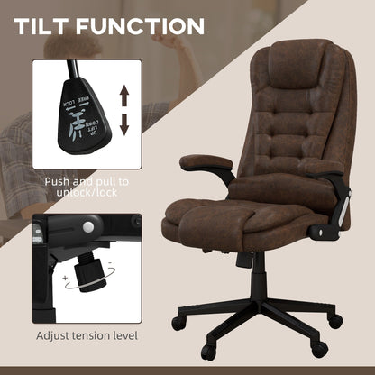 HOMCOM Sedia da ufficio massaggiante vibrante a 6 punti con calore, sedia da ufficio direzionale in microfibra con schienale alto e schienale reclinabile