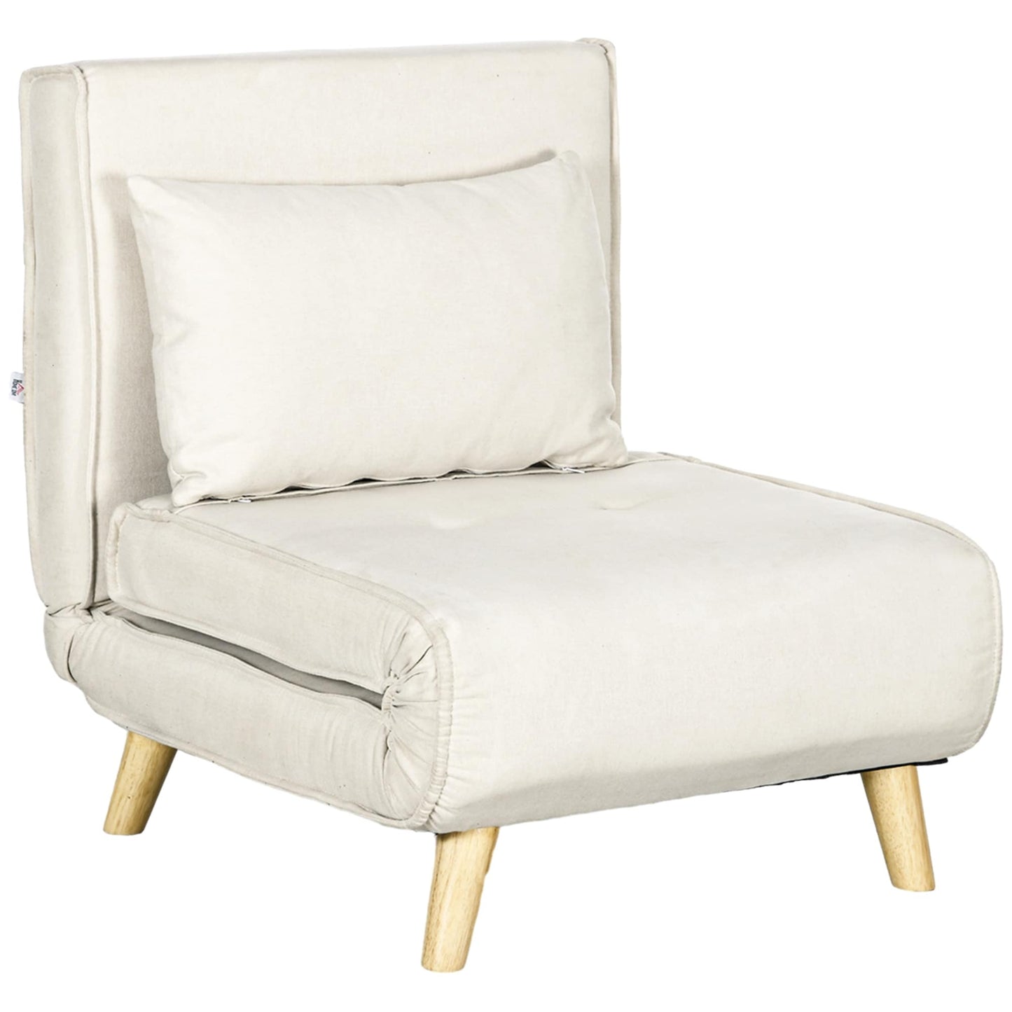 Poltrona letto trasformabile HOMCOM, divano letto multifunzionale 2 in 1, poltrona letto con schienale regolabile per soggiorno, beige