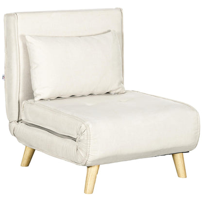 Poltrona letto trasformabile HOMCOM, divano letto multifunzionale 2 in 1, poltrona letto con schienale regolabile per soggiorno, beige