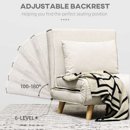 Poltrona letto trasformabile HOMCOM, divano letto multifunzionale 2 in 1, poltrona letto con schienale regolabile per soggiorno, beige