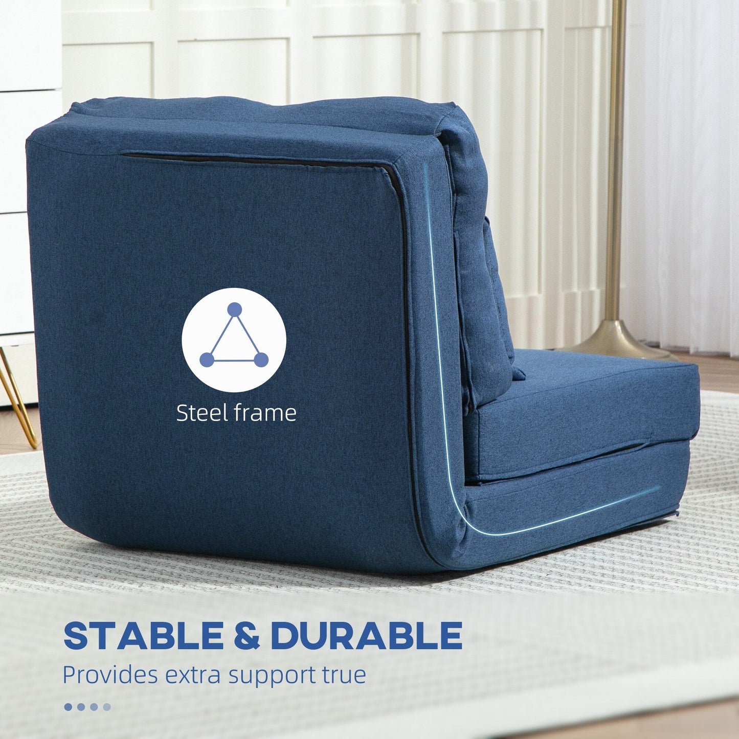 Divano letto pieghevole trasformabile HOMCOM, poltrona imbottita