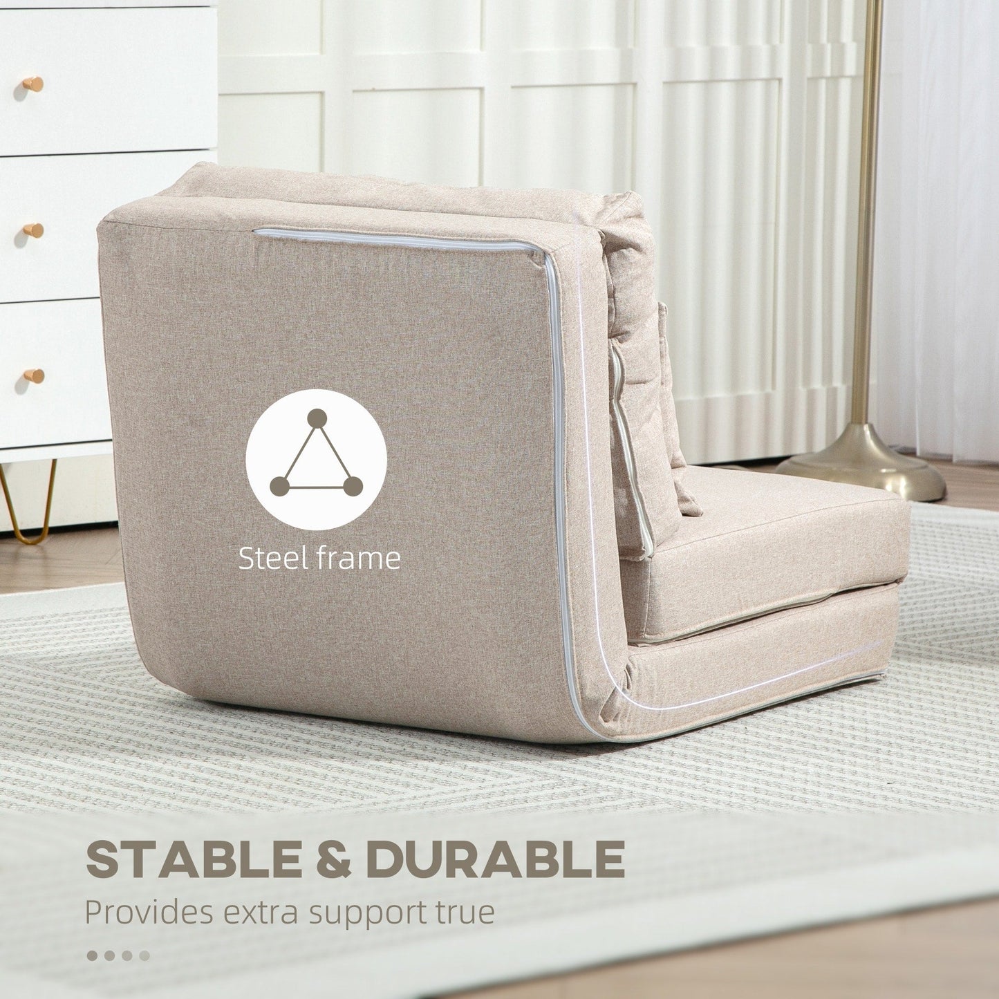 Divano letto pieghevole trasformabile HOMCOM, poltrona imbottita