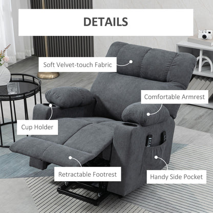 Poltrona reclinabile elettrica HOMCOM per anziani, poltrona reclinabile di grandi dimensioni per soggiorno con telecomando