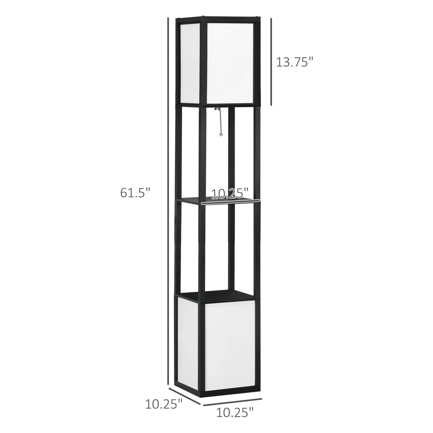 Lampada da terra HOMCOM con ripiani, doppia luce, lampade da terra alte e moderne, con paralume in tessuto (lampadina non inclusa)