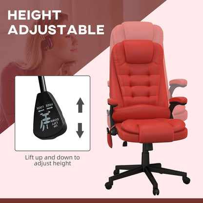 HOMCOM Sedia da ufficio con schienale alto e massaggio vibrante con 6 punti di vibrazione, beige