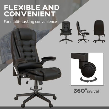 HOMCOM Sedia da ufficio con schienale alto e massaggio vibrante con 6 punti di vibrazione, beige