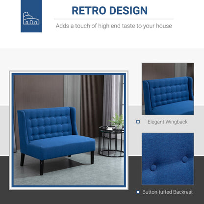 Divano letto matrimoniale imbottito in tessuto di lino HOMCOM, divano a due posti imbottito, senza braccioli, mobile per soggiorno con gambe in legno - 28,75*43,25*36,5