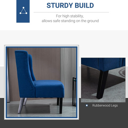 Divano letto matrimoniale imbottito in tessuto di lino HOMCOM, divano a due posti imbottito, senza braccioli, mobile per soggiorno con gambe in legno - 28,75*43,25*36,5