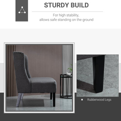 Divano letto matrimoniale imbottito in tessuto di lino HOMCOM, divano a due posti imbottito, senza braccioli, mobile per soggiorno con gambe in legno - 28,75*43,25*36,5